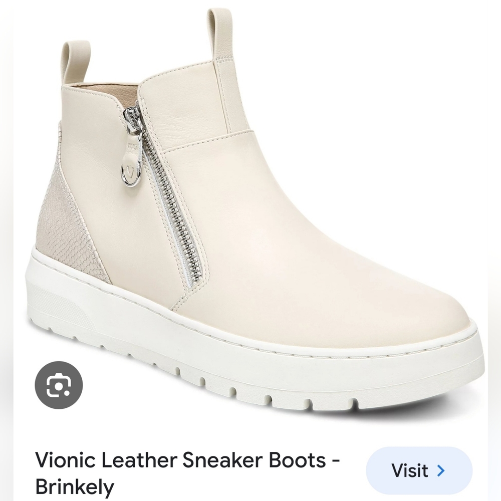 Vionic Womens Brinkely Cream Leather Fashion Booties NWT